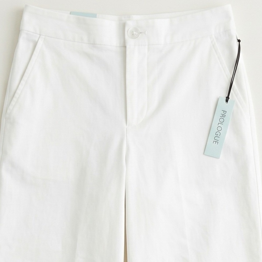 Prologue Cropped Wide Leg Pants Womens 2 Cream‎ High Waist Stretch Cotton NWT - Picture 5 of 9